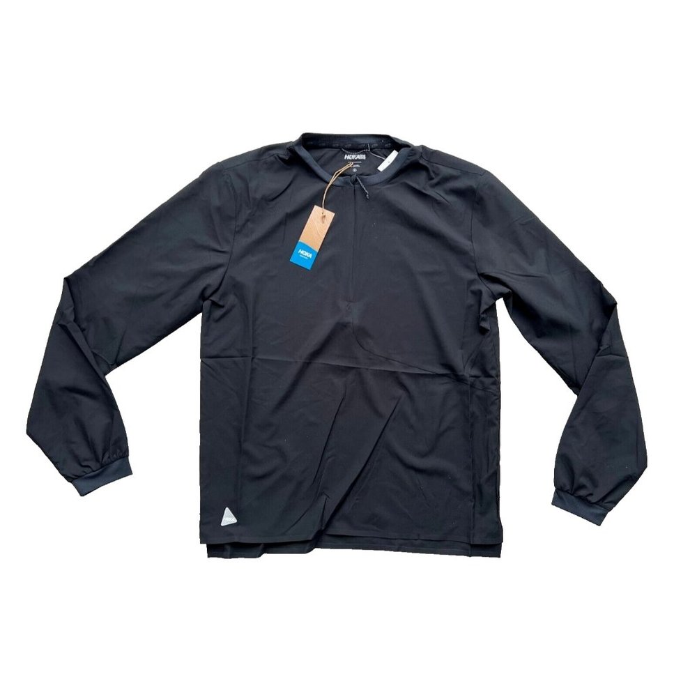 Hoka One One 1/2 Zip Wind Shell Lightweight Top Black ( S )